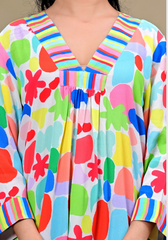 Color Pop – Abstract Print Moss Crepe Maxi Dress