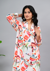 Abstract Muse – Artistic Print Cotton Slub Maxi Dress