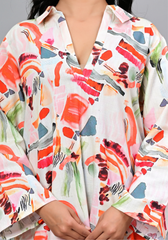 Abstract Muse – Artistic Print Cotton Slub Maxi Dress