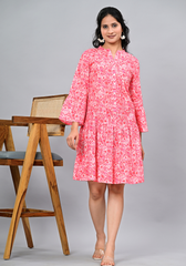 Rose Garden Tier – Floral Print 60s Cambric Mini Dress