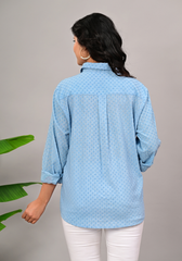 Sky Whisper Textured – Cotton Dobby Boxy Shirt