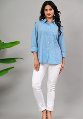 Sky Whisper Textured – Cotton Dobby Boxy Shirt