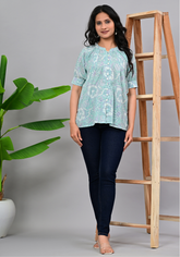 Mint Garden Pintuck – Floral 60s Cambric Button-Down