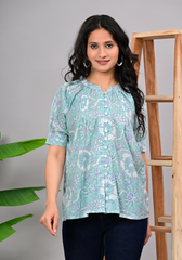 Mint Garden Pintuck – Floral 60s Cambric Button-Down