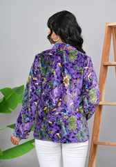 Midnight Bloom – Floral Print Cotton Velvet Jacket
