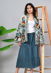 Boho Botanica Jacket – Embroidered Canvas Statement Outerwear