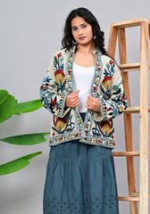 Boho Botanica Jacket – Embroidered Canvas Statement Outerwear