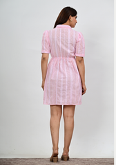 Blush Daydream Shirt Dress – Pastel Striped Cotton Dobby Dress
