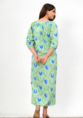 Spring Meadow Flow – Tulip Print 60s Cambric Maxi Dress