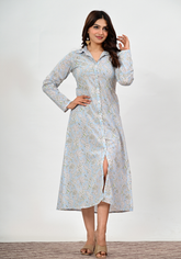 Soft Meadow – Floral Print Cambric Shirt Dress