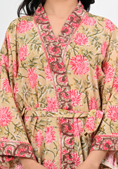 Desert Bloom – Floral 60s Cambric Wrap Style Maxi Dress