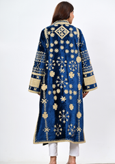 Midnight Bloom – Rich Navy Embroidered Velvet Coat