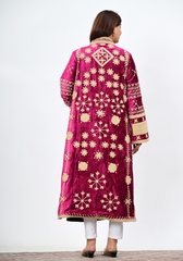 Ruby Noor Velvet – Radiant Embroidered Velvet Coat