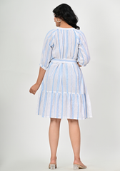 Cloudline Summer – Striped Cotton Dobby Tiered Dress