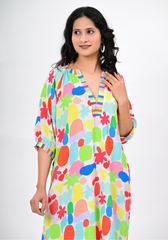 Studio Spectrum – Multicolor Moss Crepe Empire Waist Dress
