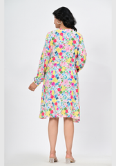 Spring Meadow – Floral Rayon Slub A-Line Dress