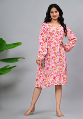 Floral Muse – Women’s Moss Crepe Tiered Dress