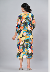Amber Flora – Abstract Floral Moss Crepe Relaxed Dress