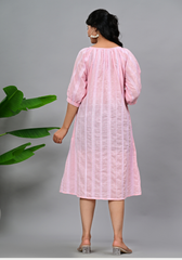 Rose Veil – Embroidered Cotton Dobby A-Line Dress