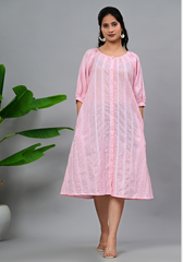 Rose Veil – Embroidered Cotton Dobby A-Line Dress