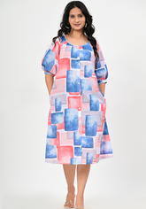 Brushstroke – Artistic Print 60s Cambric Midi Dress