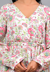 Petal Whisper – Floral Satin Tiered Maxi Dress