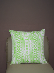 GREEN TRIBAL CUSHION COVER WITH FILLER
