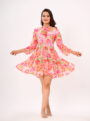 BOTANICAL RUFFLE DRESS