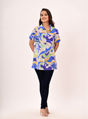 WAVE PRINT BUTTON-UP