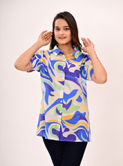 WAVE PRINT BUTTON-UP