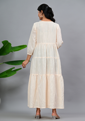 Moonlight Whisper – Embroidered Double Gauze Tiered Maxi Dress