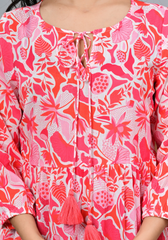 Floral Daydream Tier – Pink Botanical 60s Cambric Maxi Dress
