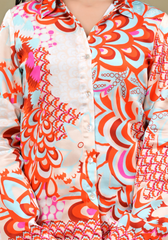 Coral Mirage – Abstract Print Modal Satin Co-ord Set