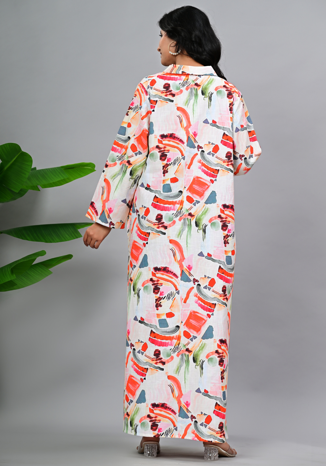 Abstract Muse – Artistic Print Cotton Slub Maxi Dress
