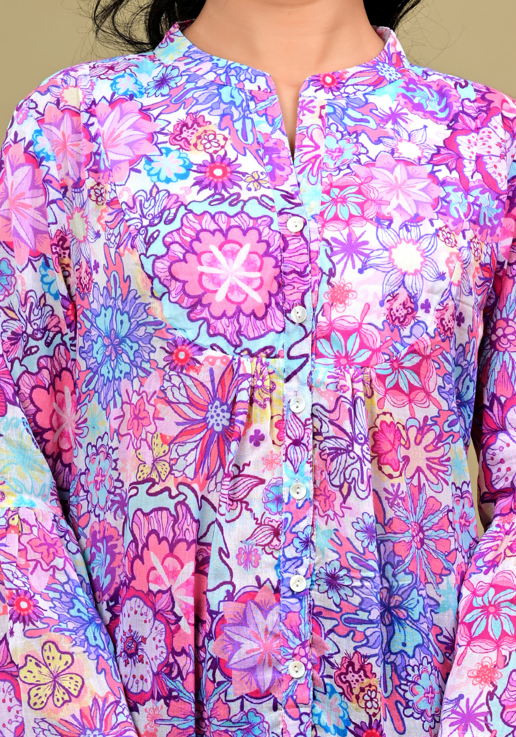 Floral Fiesta – Vibrant Print Voile Tiered Dress