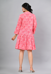Rose Garden Tier – Floral Print 60s Cambric Mini Dress