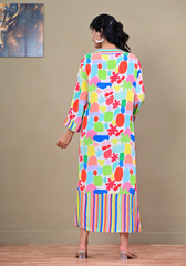 Color Pop – Abstract Print Moss Crepe Maxi Dress