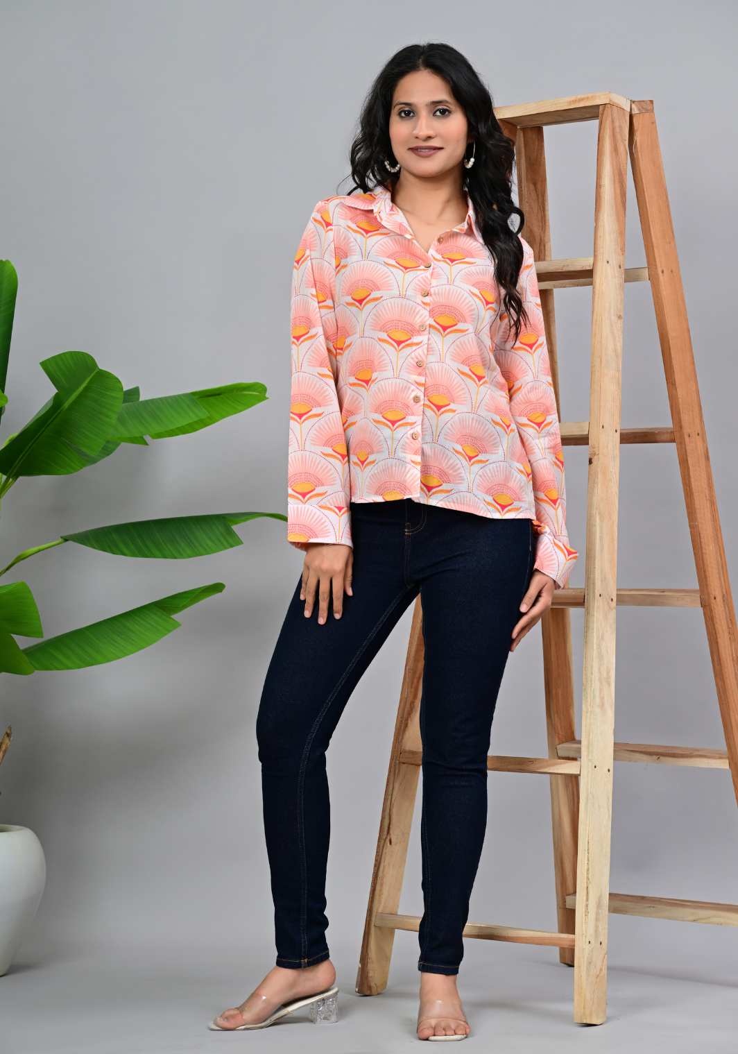 Blue Textured Stripe – Geometric Print 60s Cambric Shirt