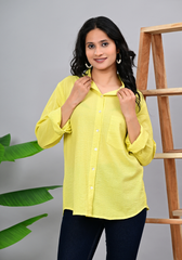 Lemon Zest Textured – Seersucker Roll-Up Sleeve Shirt