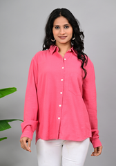 Blush Pink Textured – Seersucker Roll-Up Sleeve Shirt