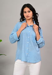 Sky Whisper Textured – Cotton Dobby Boxy Shirt