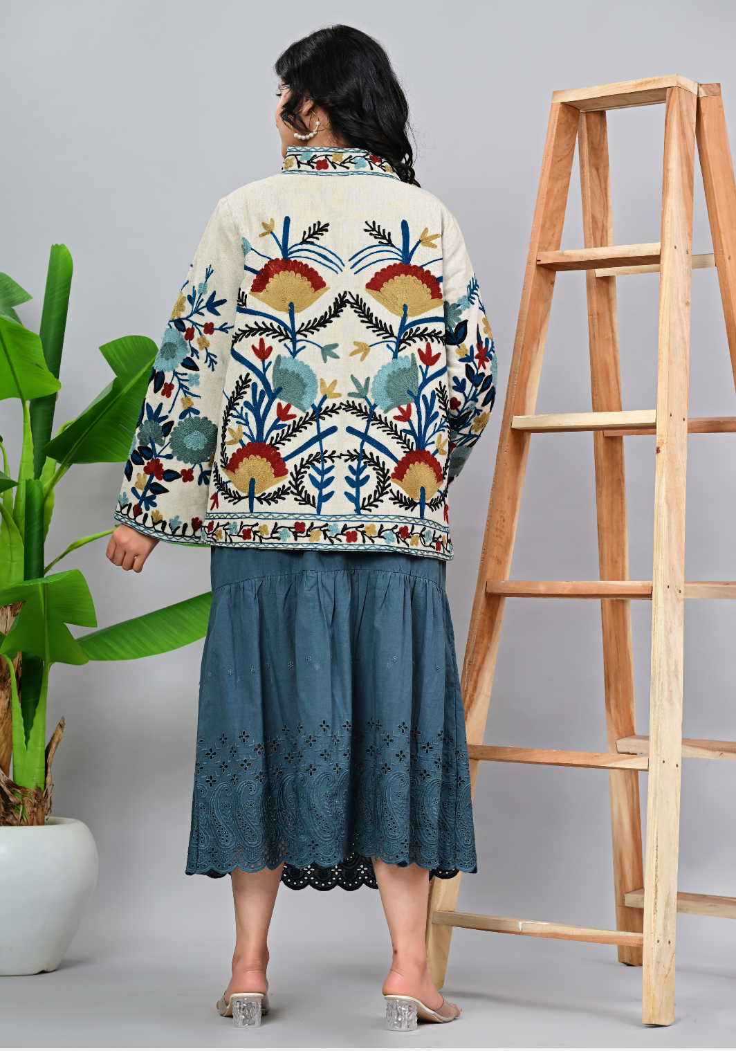 Boho Botanica Jacket – Embroidered Canvas Statement Outerwear