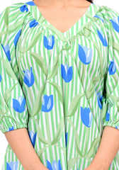 Spring Meadow Flow – Tulip Print 60s Cambric Maxi Dress