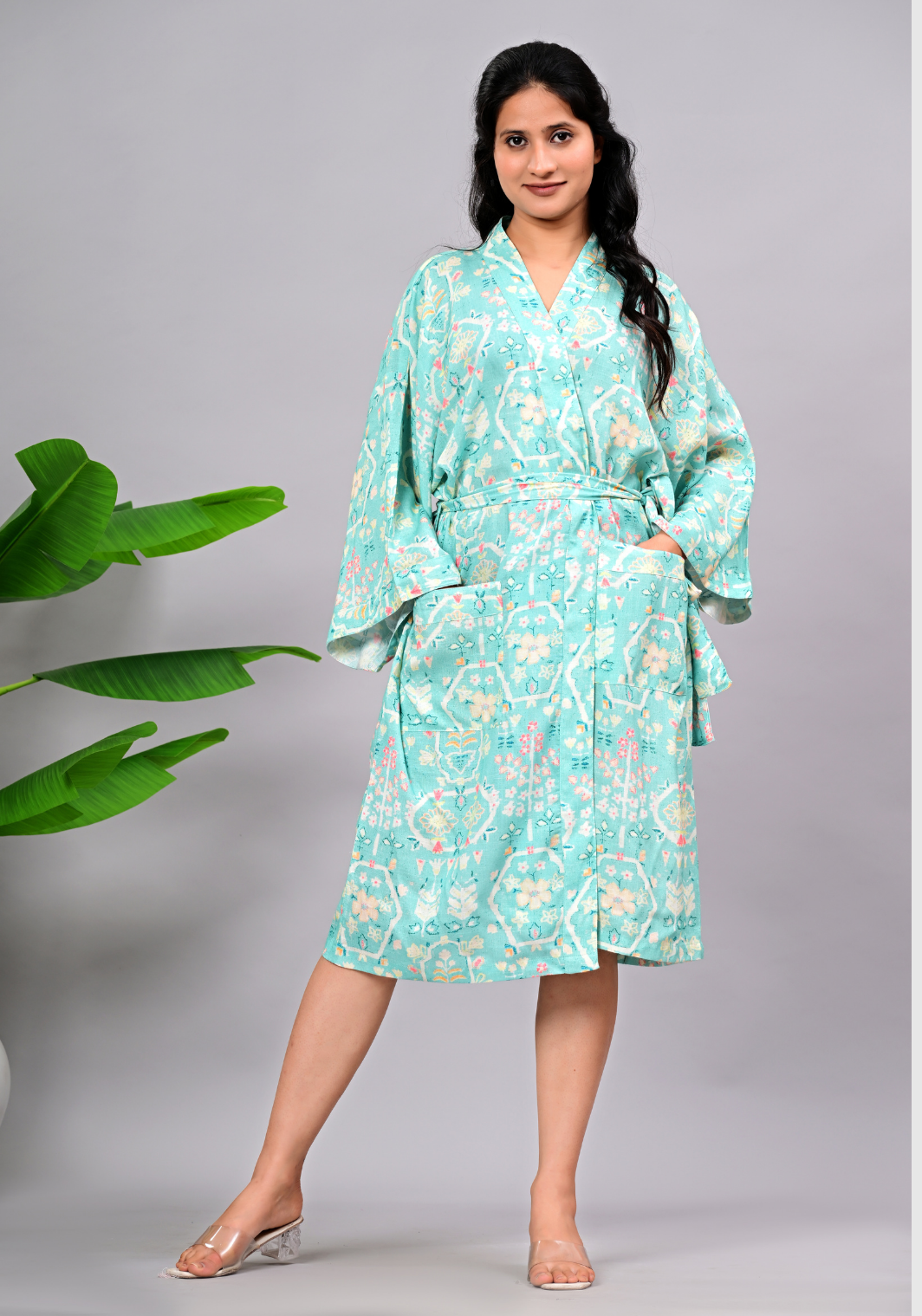 Fresh Breeze – Floral Rayon Slub Kimono Dress
