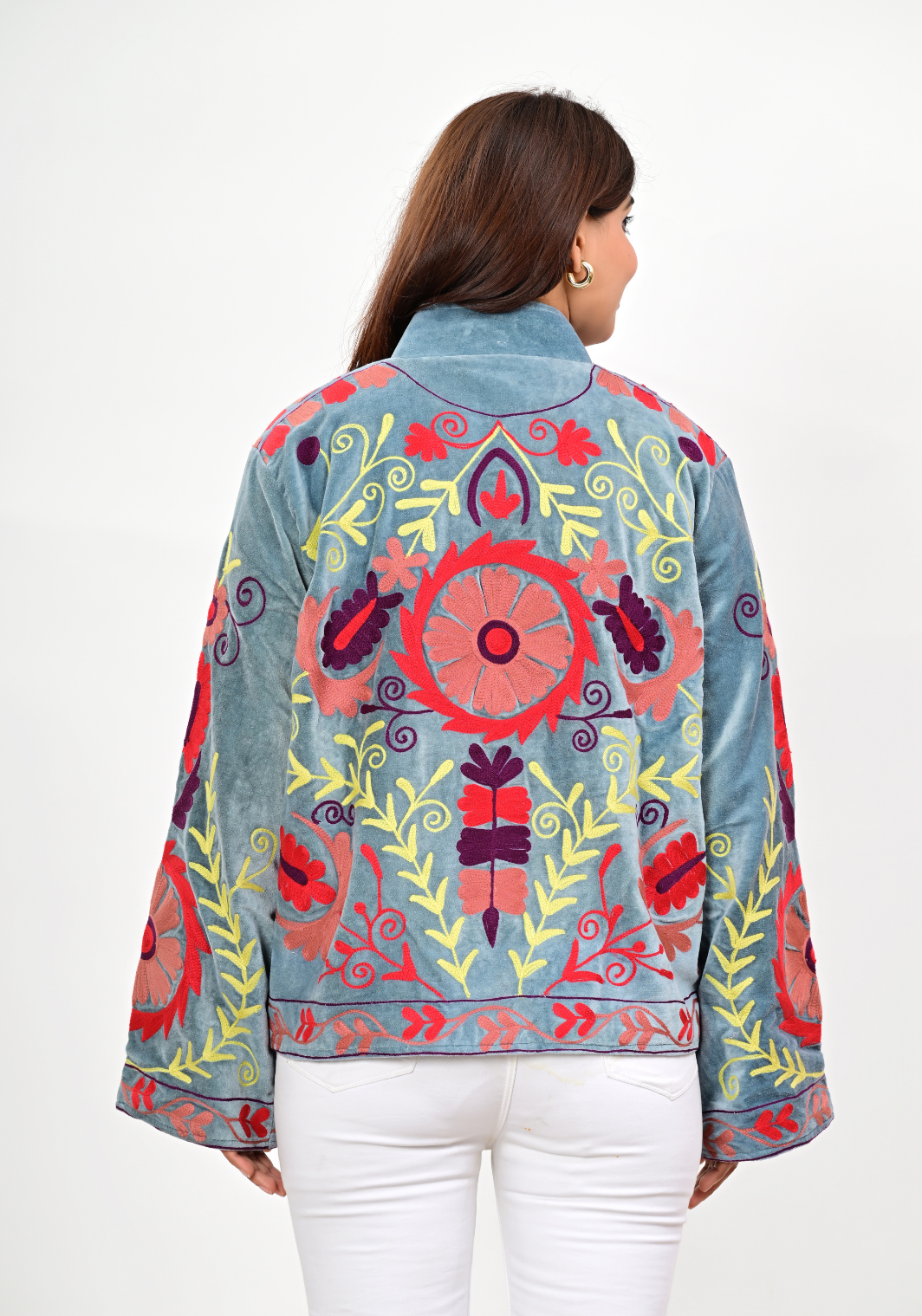 Skyloom Garden Jacket – Folk-Inspired Embroidered Velvet Jacket
