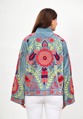 Skyloom Garden Jacket – Folk-Inspired Embroidered Velvet Jacket