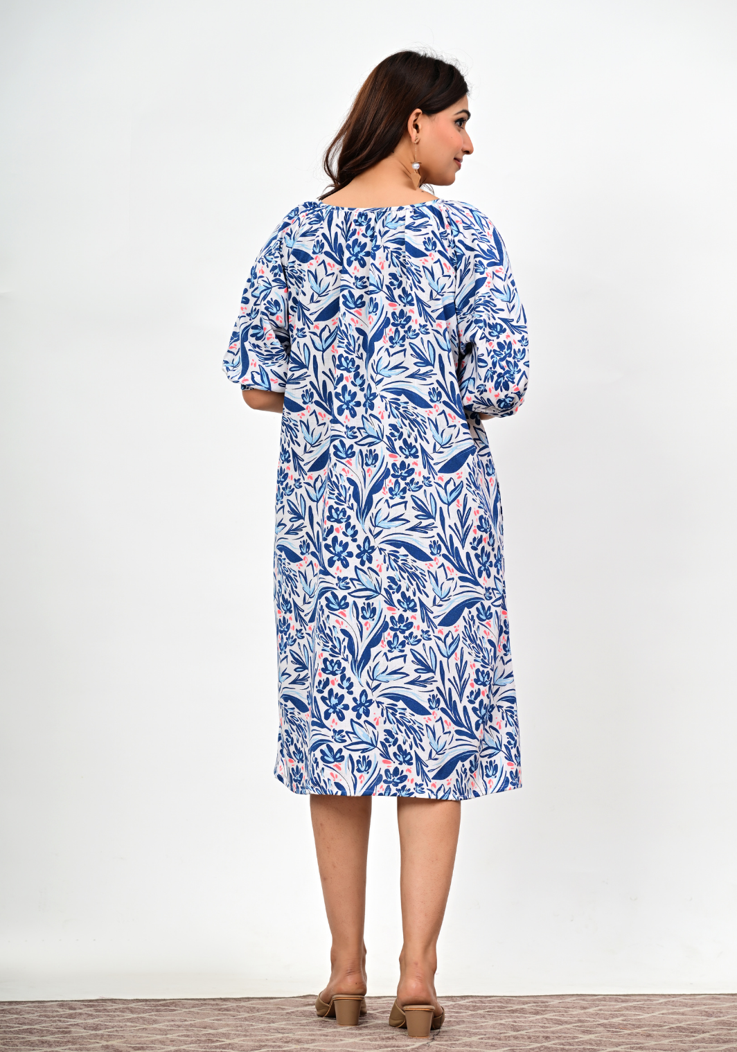 Calm Bloom Pocket – Botanical Print Rayon Slub Midi