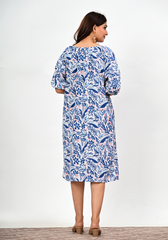 Calm Bloom Pocket – Botanical Print Rayon Slub Midi
