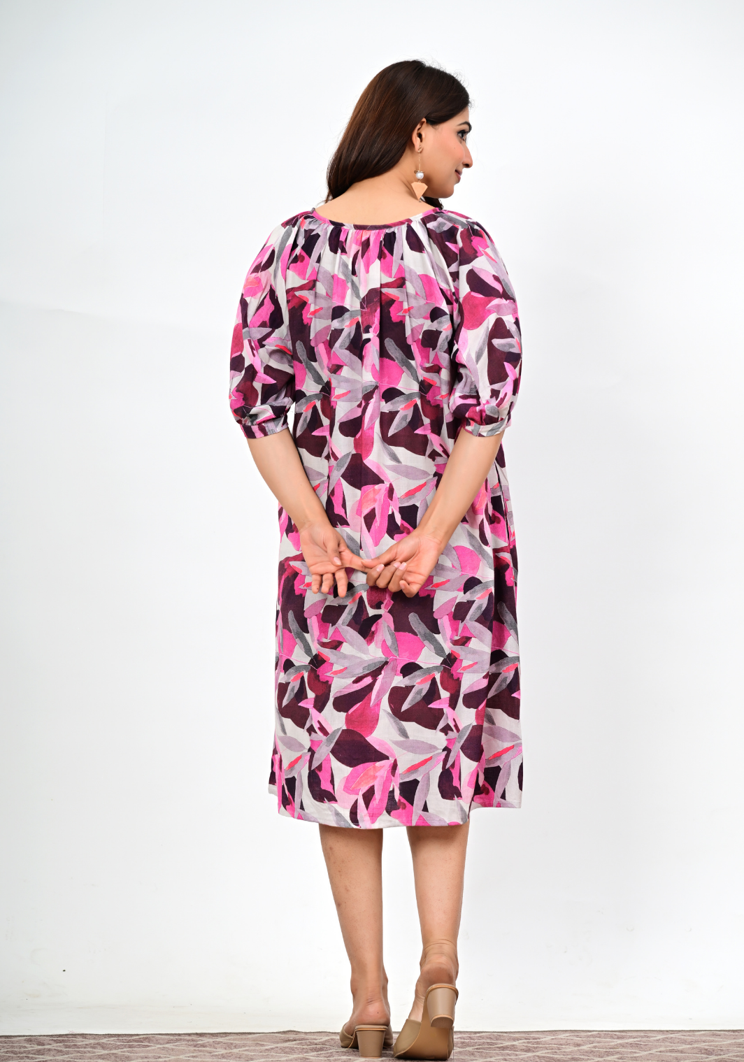 Pink Noir Art – Artistic Abstract Rayon Slub Dress