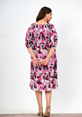 Pink Noir Art – Artistic Abstract Rayon Slub Dress